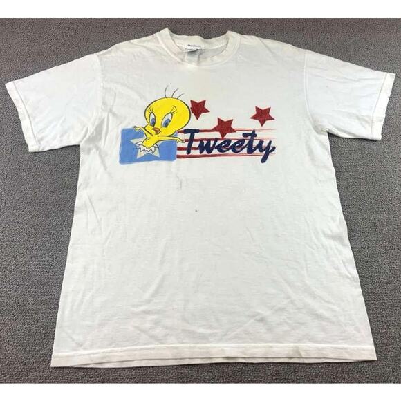 Vintage Looney Tunes Shirt Women's M Tweety Bird American Fireworks Star Cartoon - Picture 1 of 11